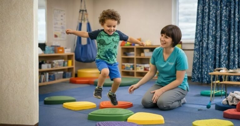 Sosyal beceri grubu seansında uzman eşliğinde oyun oynayan çocuklar – Botanik Özel Eğitim Merkezi Batıkent